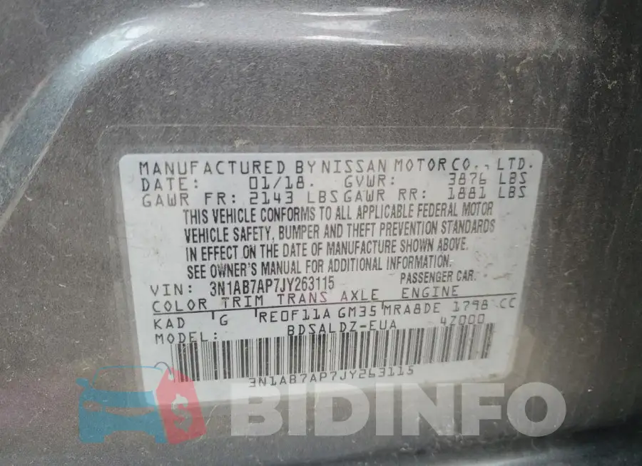 3N1AB7AP7JY263115 Photo# 12