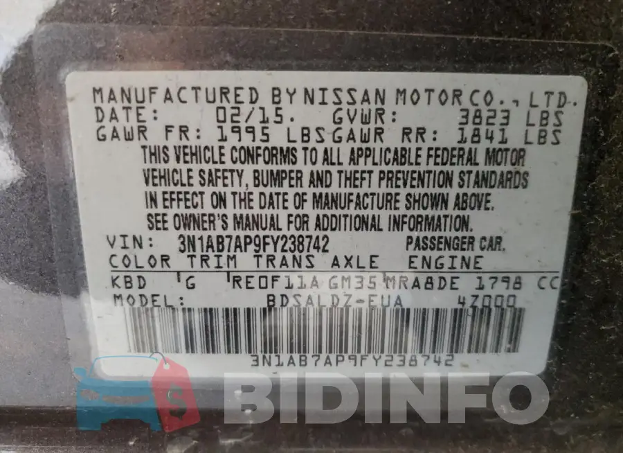 3N1AB7AP9FY238742 Photo# 12