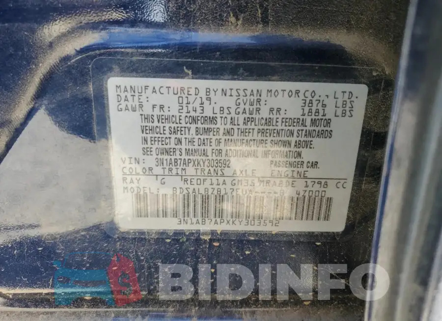 3N1AB7APXKY303592 Photo# 12