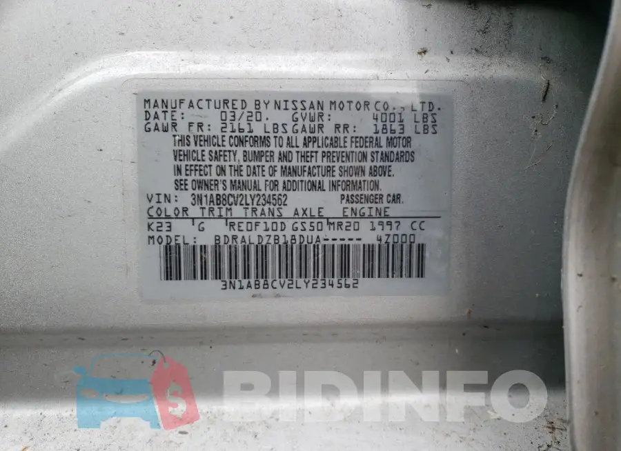 3N1AB8CV2LY234562 Photo# 12