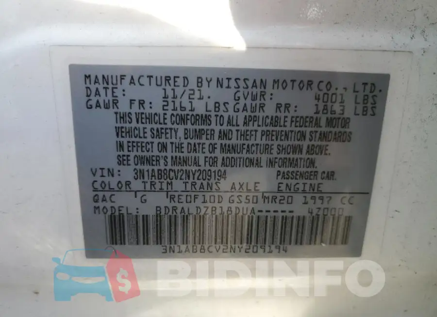 3N1AB8CV2NY209194 Photo# 12