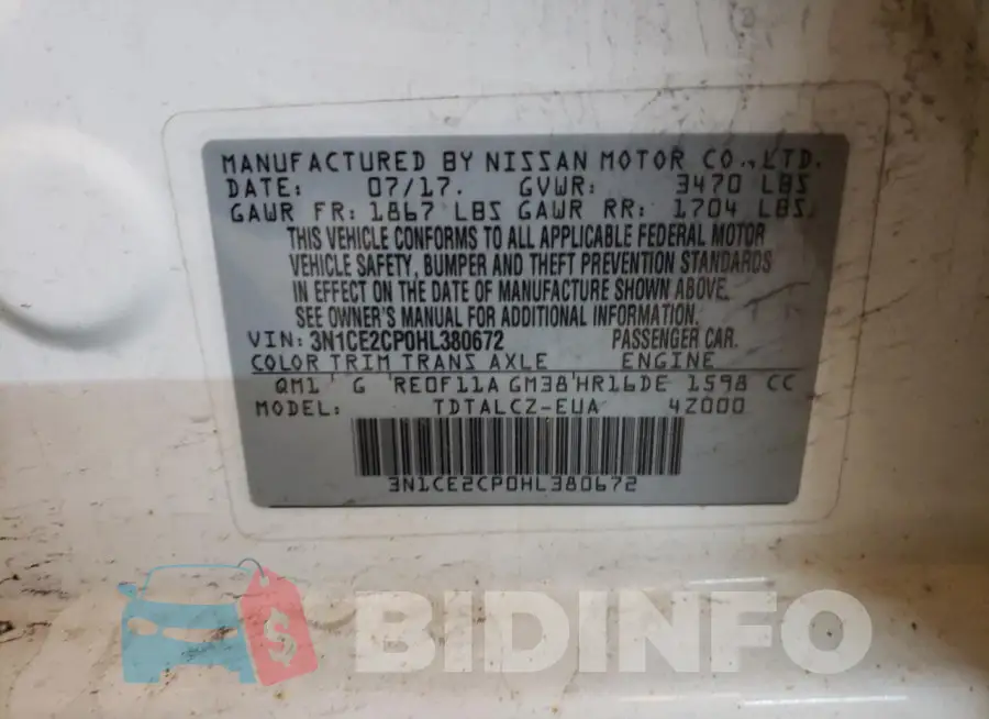 3N1CE2CP0HL380672 Photo# 12