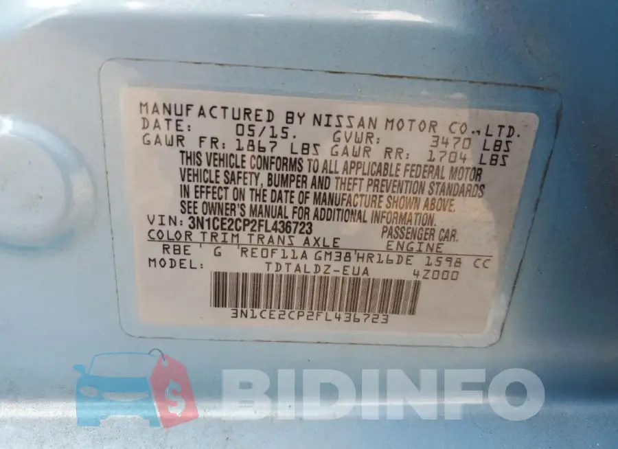 3N1CE2CP2FL436723 Photo# 12