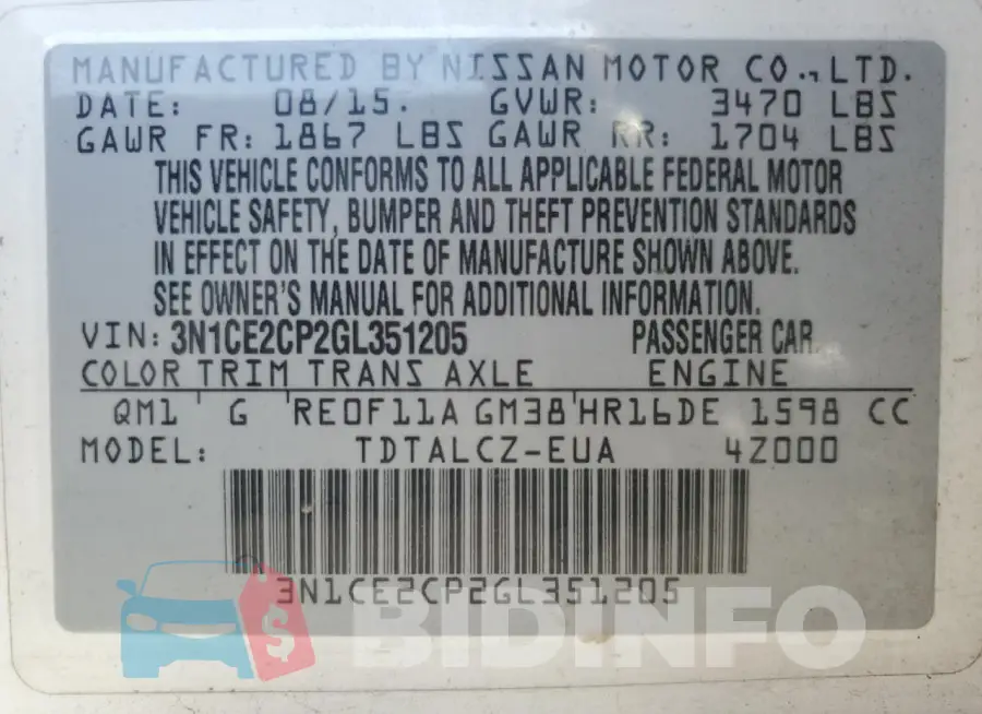 3N1CE2CP2GL351205 Photo# 13