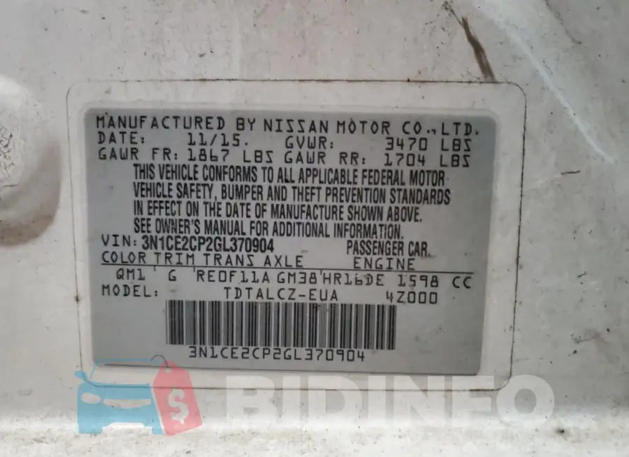 3N1CE2CP2GL370904 Photo# 12
