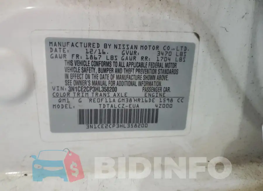 3N1CE2CP3HL358200 Photo# 12