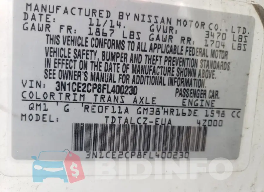3N1CE2CP8FL400230 Photo# 12