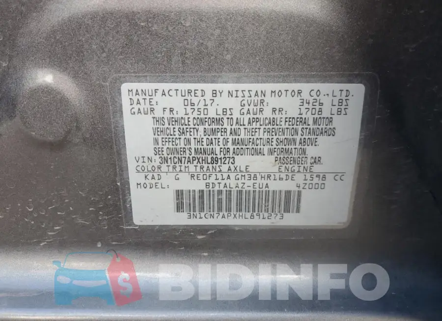 3N1CN7APXHL891273 Photo# 13
