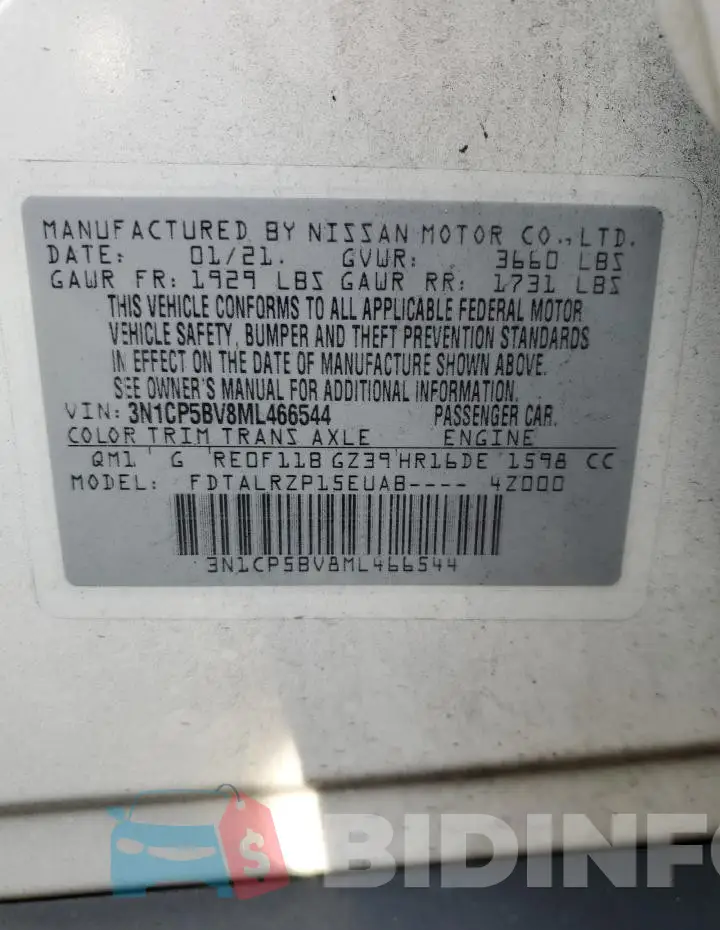 3N1CP5BV8ML466544 Photo# 12
