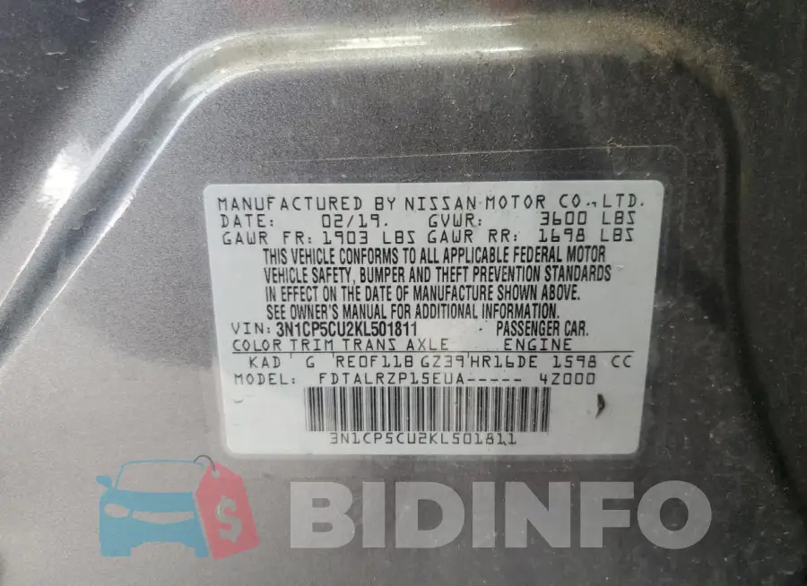 3N1CP5CU2KL501811 Photo# 13
