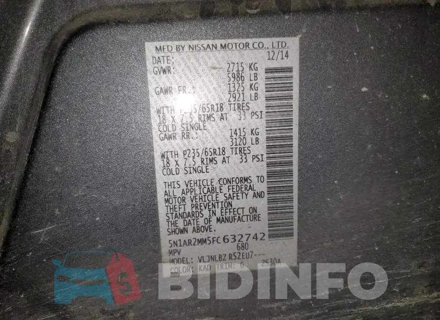 5N1AR2MM5FC632742 Photo# 13