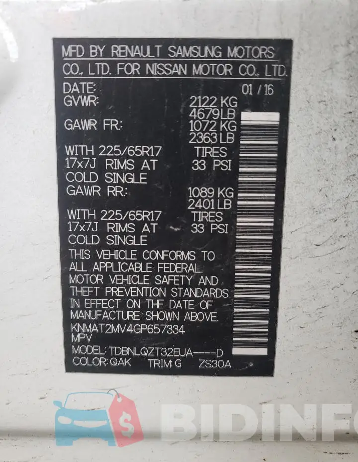 KNMAT2MV4GP657334 Photo# 12