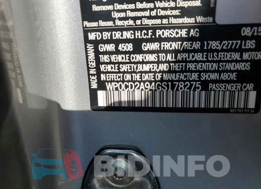 WP0CD2A94GS178275 Photo# 12