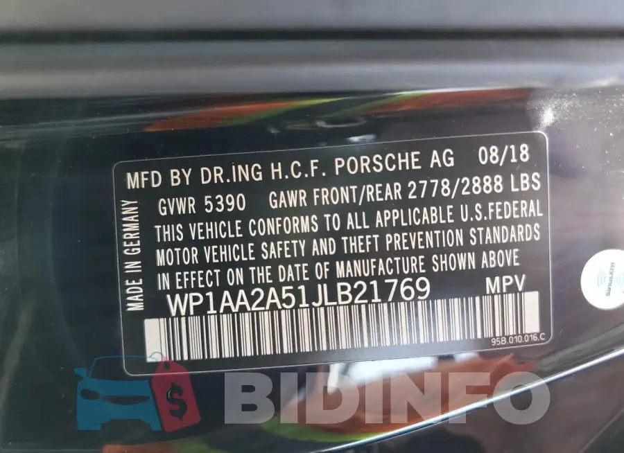 WP1AA2A51JLB21769 Photo# 12