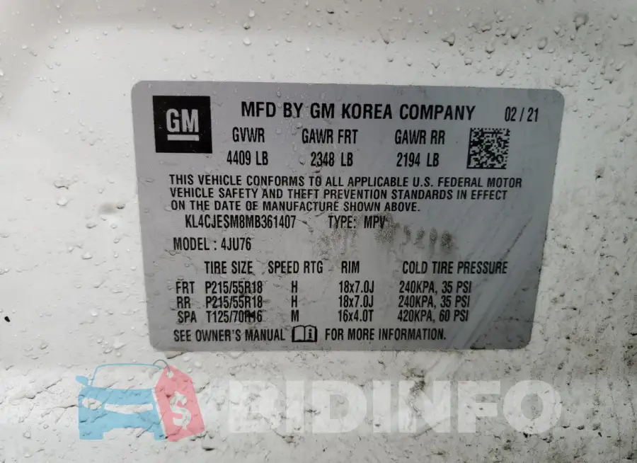 KL4CJESM8MB361407 Photo# 12