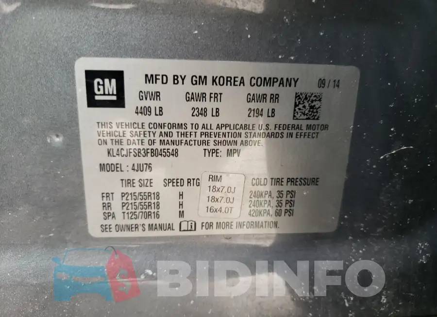 KL4CJFSB3FB045548 Photo# 12