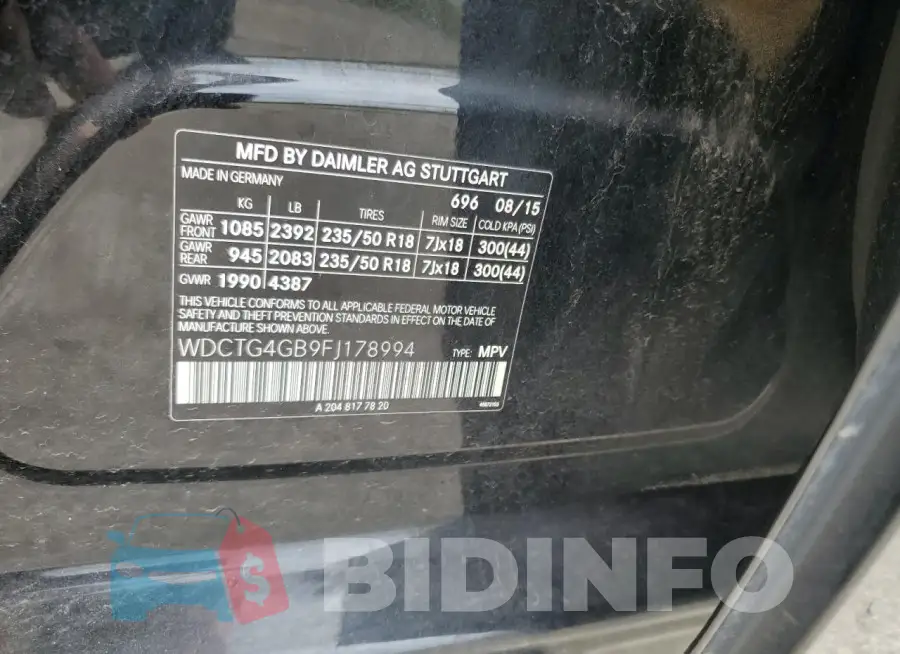WDCTG4GB9FJ178994 Photo# 13