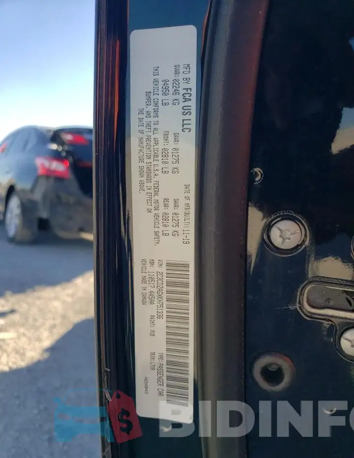 2C3CDZAGXKH751336 Photo# 12