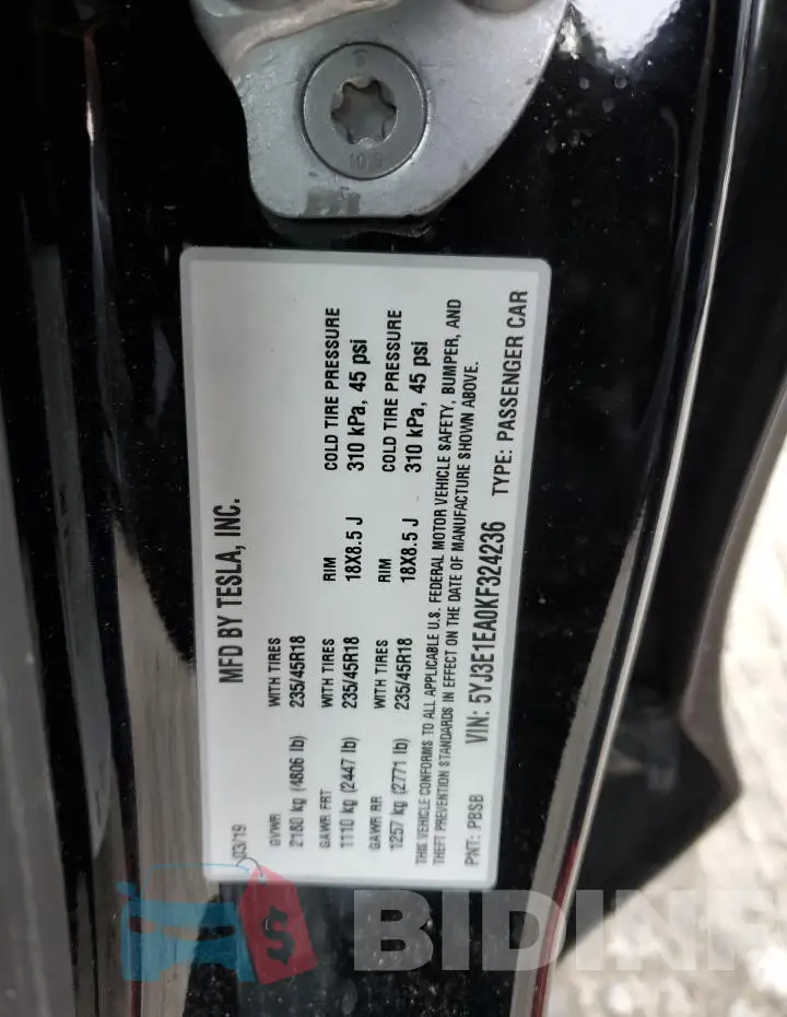 5YJ3E1EA0KF324236 Photo# 12