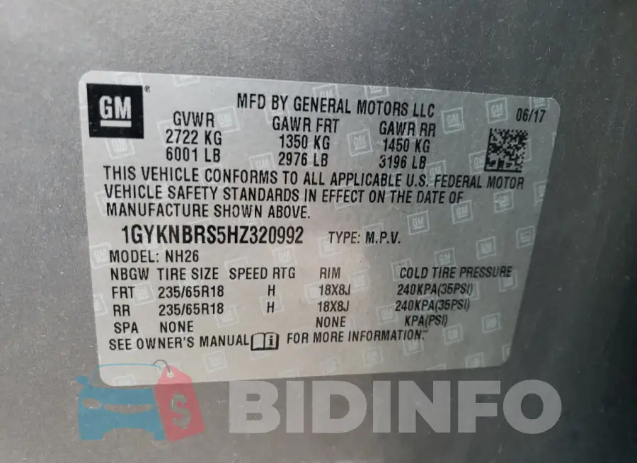 1GYKNBRS5HZ320992 Photo# 13