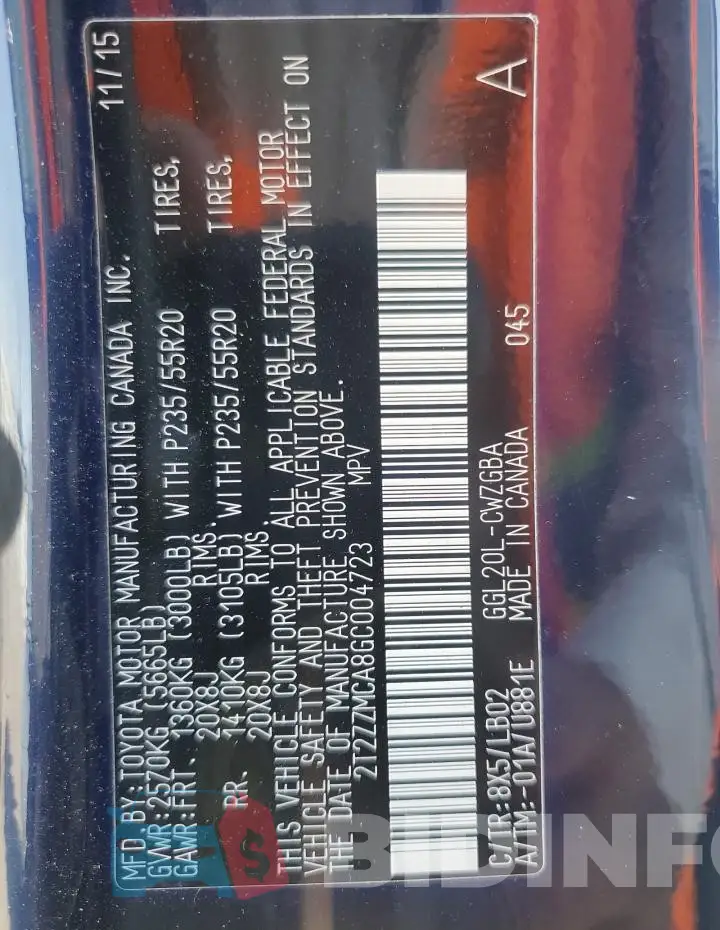 2T2ZZMCA8GC004723 Photo# 13