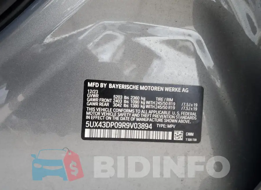 5UX43DP09R9V03894 Photo# 12