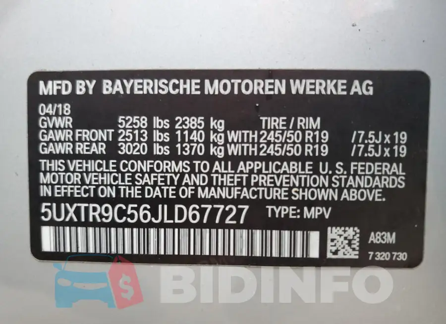 5UXTR9C56JLD67727 Photo# 13