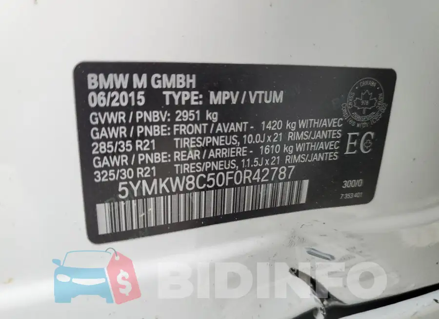 5YMKW8C50F0R42787 Photo# 13