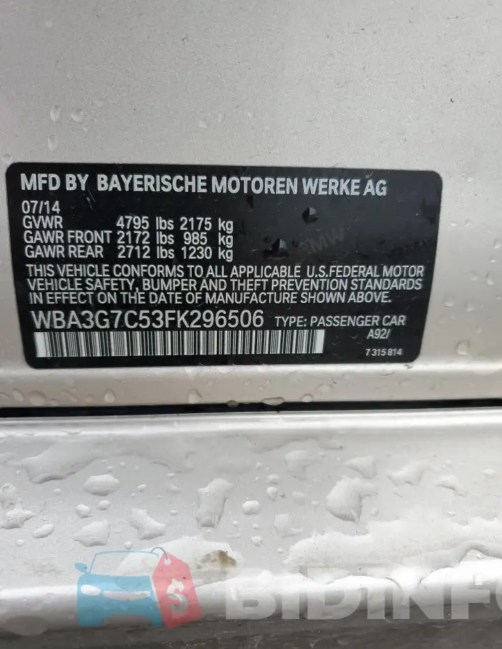 WBA3G7C53FK296506 Photo# 12