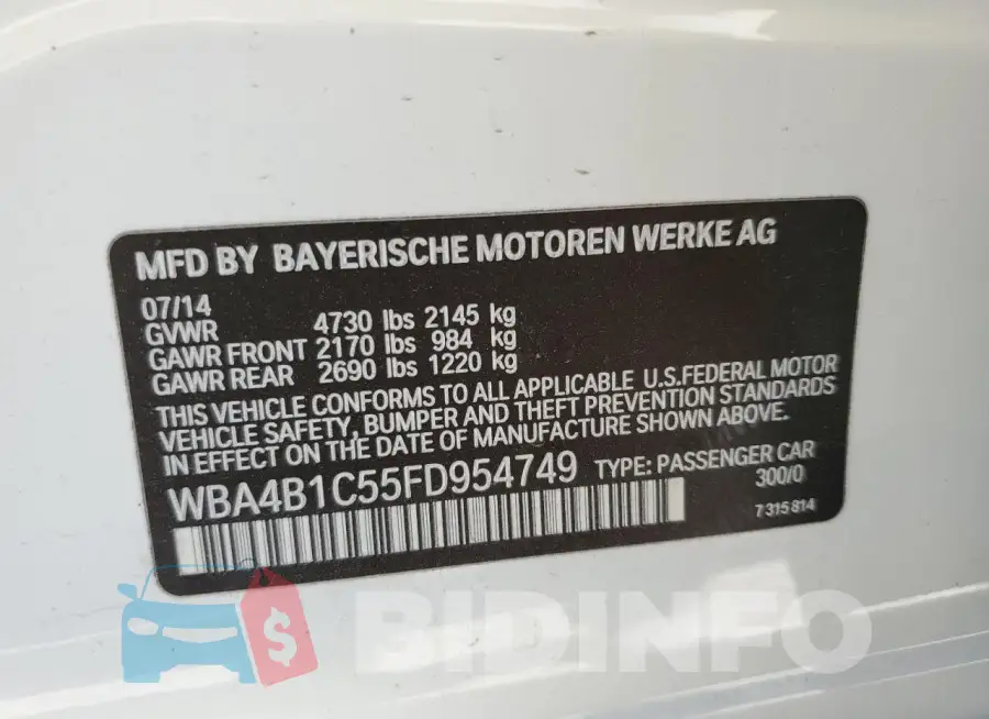 WBA4B1C55FD954749 Photo# 12