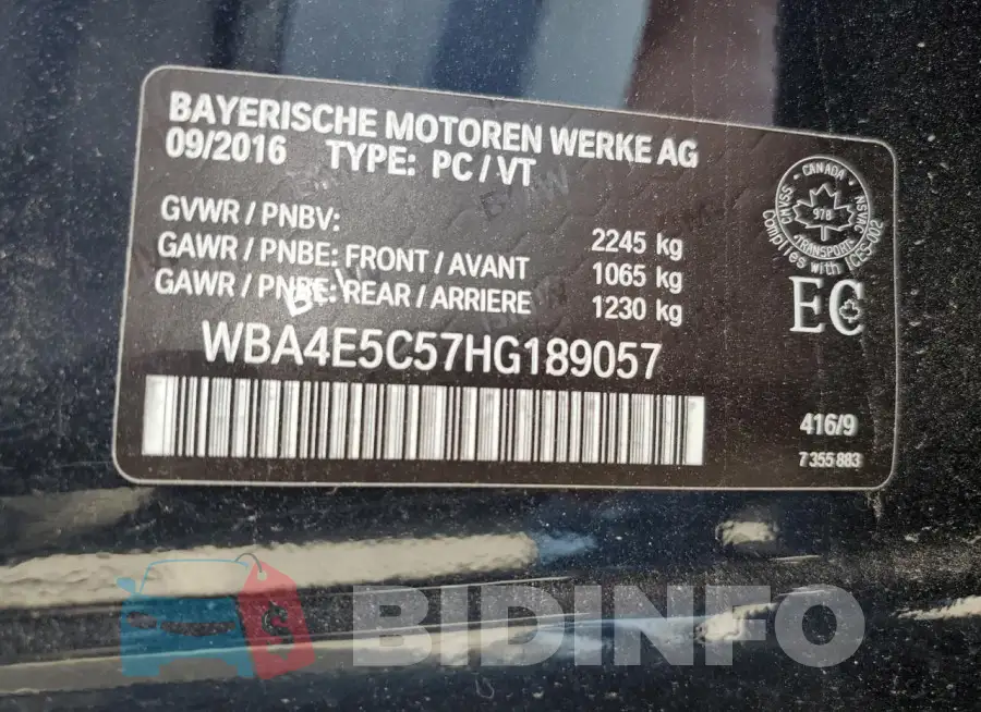 WBA4E5C57HG189057 Photo# 12