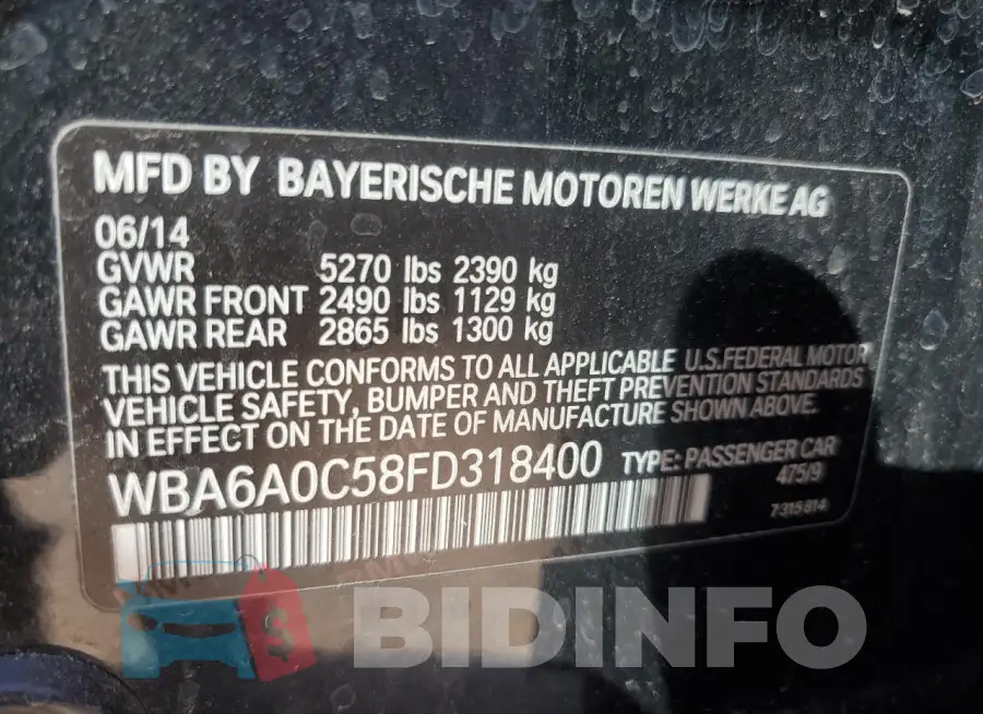 WBA6A0C58FD318400 Photo# 12