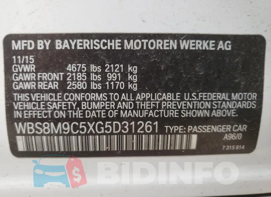 WBS8M9C5XG5D31261 Photo# 12