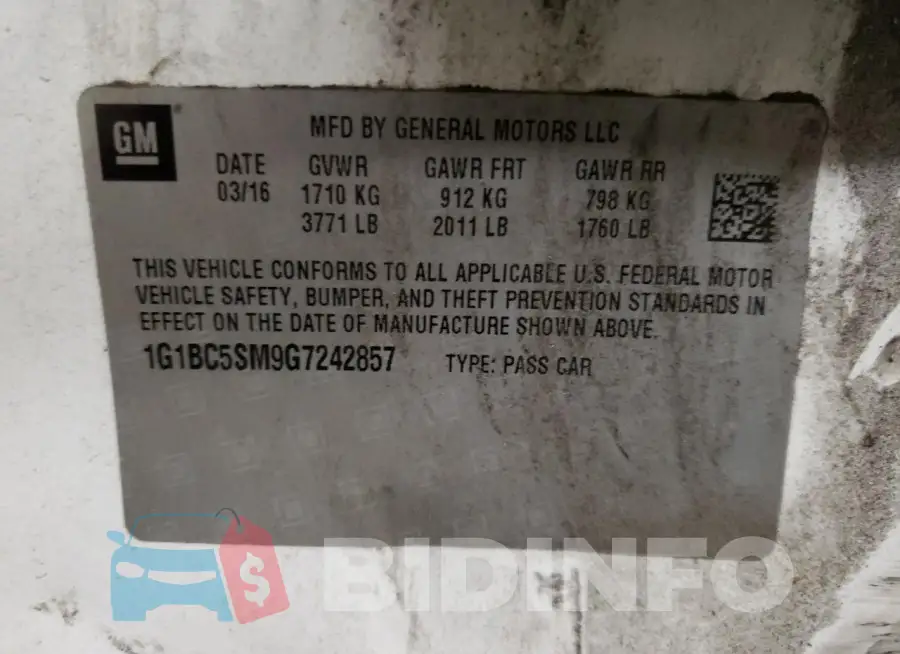 1G1BC5SM9G7242857 Photo# 12