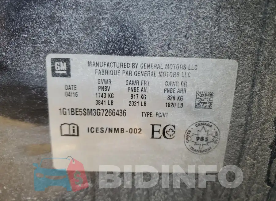 1G1BE5SM3G7266436 Photo# 12