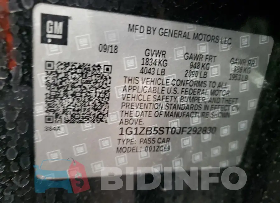 1G1ZB5ST0JF292830 Photo# 12