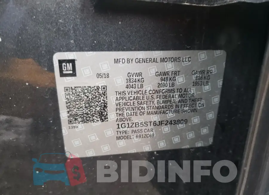 1G1ZB5ST6JF243809 Photo# 12