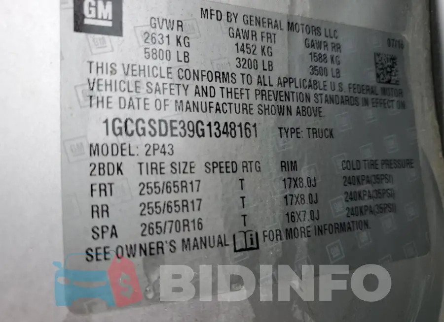1GCGSDE39G1348161 Photo# 12