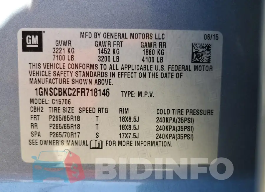 1GNSCBKC2FR718146 Photo# 13