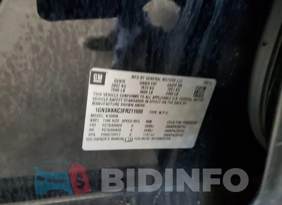 1GNSKKKC3FR211680 Photo# 13