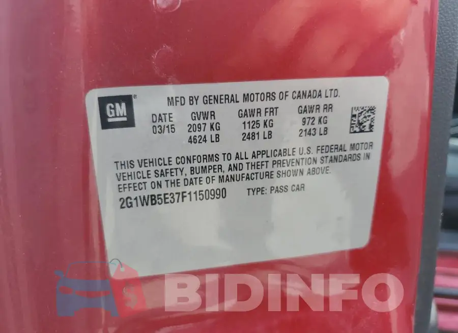 2G1WB5E37F1150990 Photo# 12
