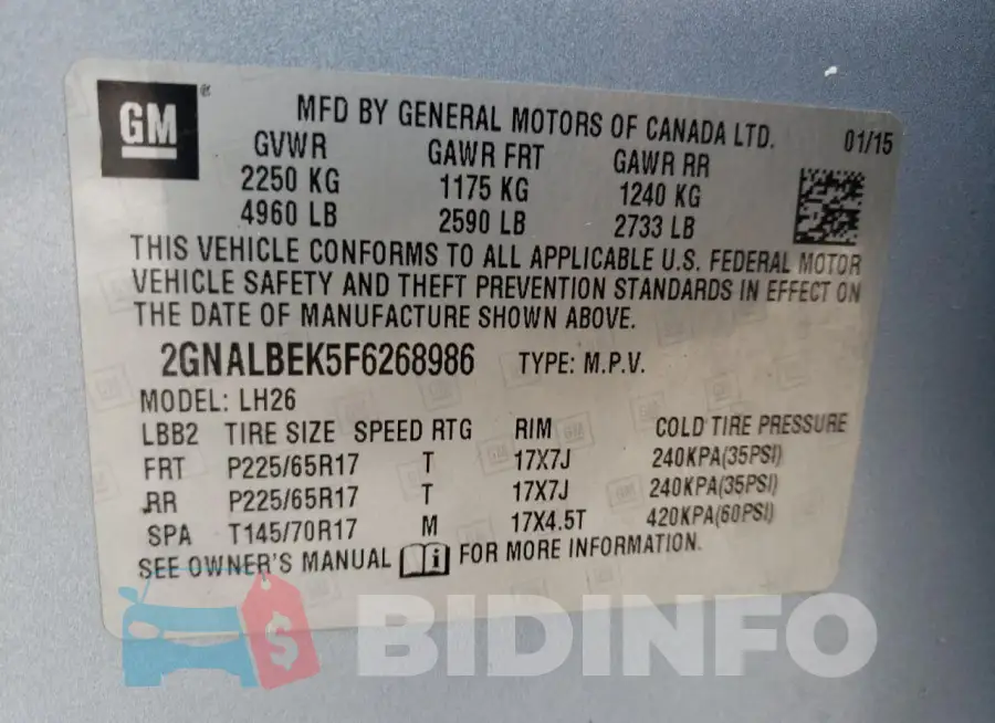 2GNALBEK5F6268986 Photo# 13