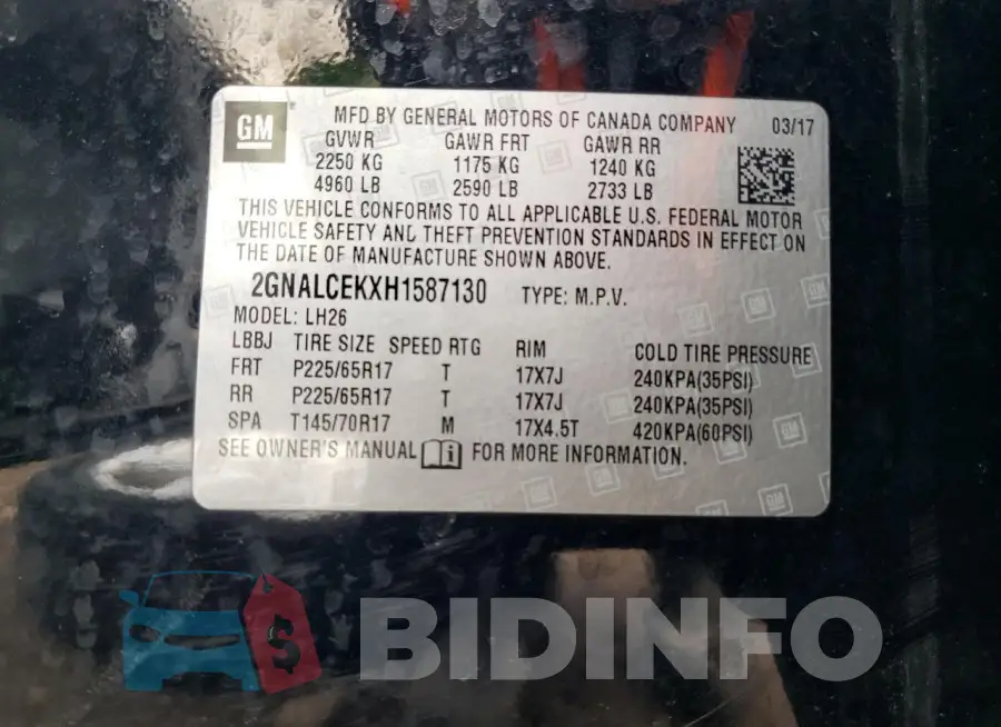 2GNALCEKXH1587130 Photo# 13