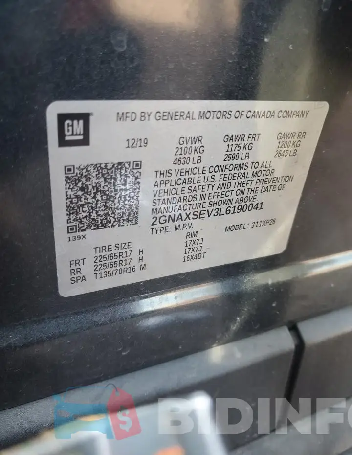 2GNAXSEV3L6190041 Photo# 12