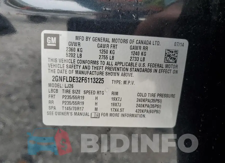 2GNFLDE32F6113225 Photo# 13
