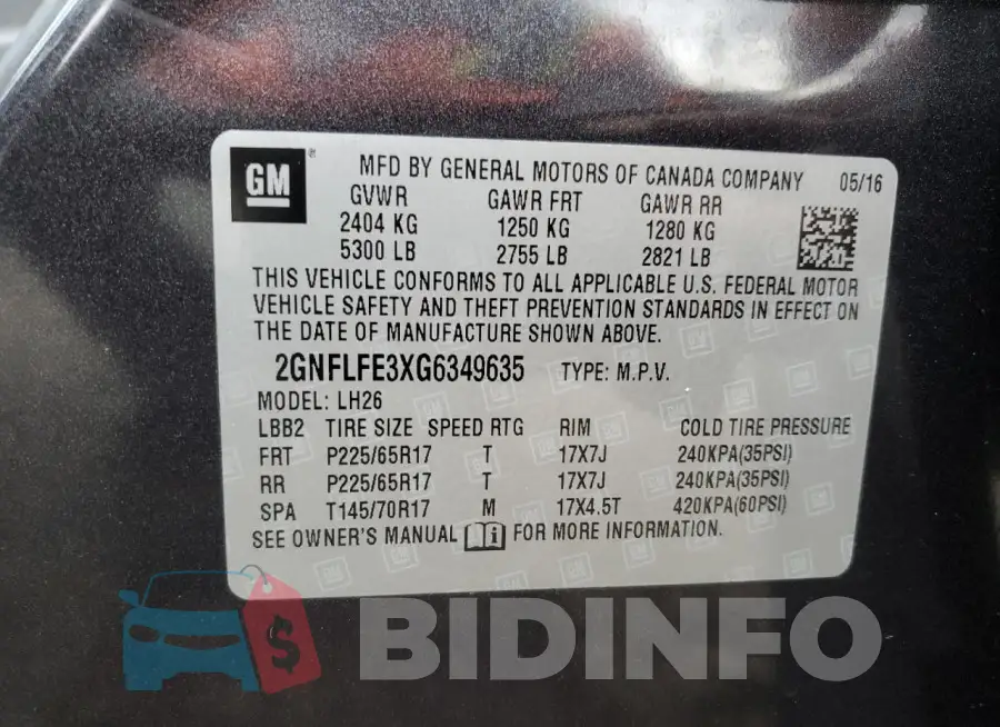 2GNFLFE3XG6349635 Photo# 13
