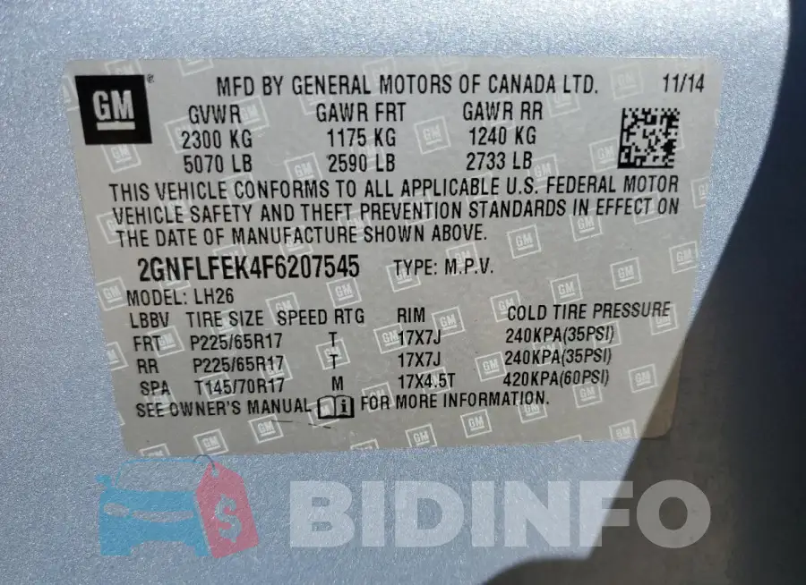 2GNFLFEK4F6207545 Photo# 13