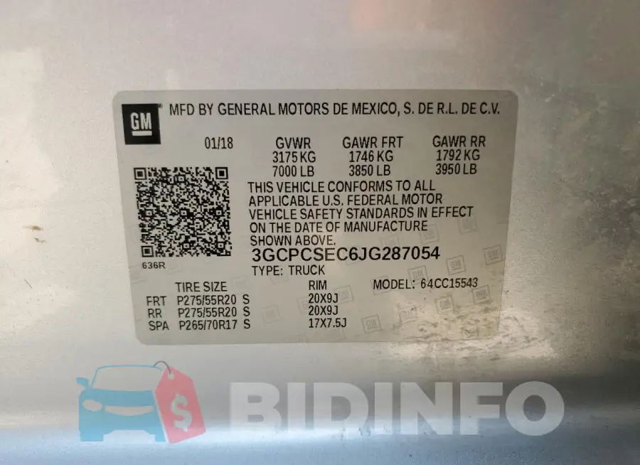 3GCPCSEC6JG287054 Photo# 12