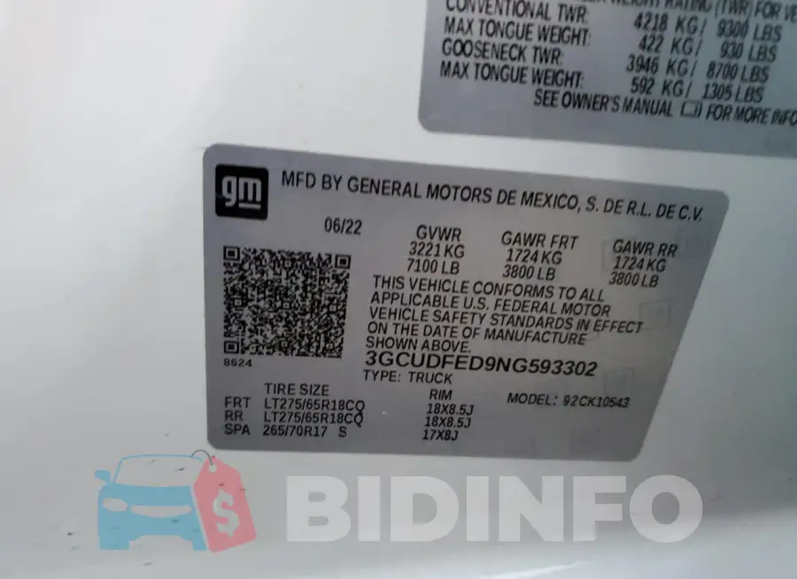 3GCUDFED9NG593302 Photo# 12