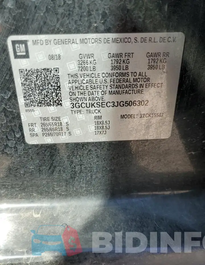 3GCUKSEC3JG506302 Photo# 13